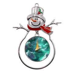 Dolphins Sea Ocean Metal Snowman Ornament by Cemarart