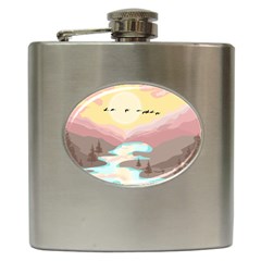 Mountain Birds River Sunset Nature Hip Flask (6 Oz) by Cemarart