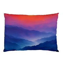 Valley Night Mountains Pillow Case (two Sides) by Cemarart