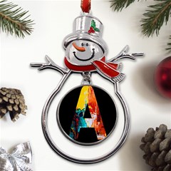 Bstract, Dark Background, Black, Typography,a Metal Snowman Ornament by nateshop