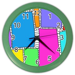 Shapes Texture Colorful Cartoon Color Wall Clock by Cemarart