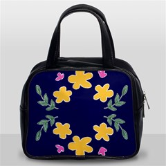 Doodle Flower Leaves Plant Design Classic Handbag (two Sides) by Cemarart