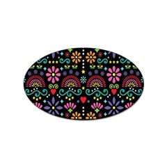 Mexican Folk Art Seamless Pattern Sticker Oval (100 Pack) by Bedest