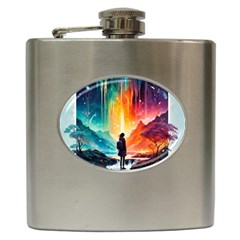 Starry Night Wanderlust: A Whimsical Adventure Hip Flask (6 Oz) by stine1