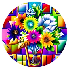 Flower Vase Flower Collage Pop Art Uv Print Acrylic Ornament Round by Bedest