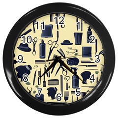 Elegant Hairdresser Pattern Cream Wall Clock (black) by TetiBright