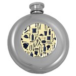 Elegant Hairdresser pattern cream Round Hip Flask (5 oz) Front