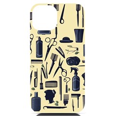 Elegant Hairdresser Pattern Cream Iphone 14 Black Uv Print Case by TetiBright