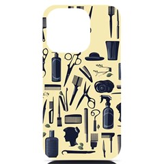 Elegant Hairdresser Pattern Cream Iphone 14 Pro Black Uv Print Case by TetiBright