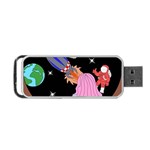 Girl Bed Space Planets Spaceship Rocket Astronaut Galaxy Universe Cosmos Woman Dream Imagination Bed Portable USB Flash (Two Sides) Front