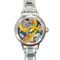 Astronaut Moon Monsters Spaceship Universe Space Cosmos Round Italian Charm Watch by Maspions