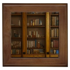 Books Book Shelf Shelves Knowledge Book Cover Gothic Old Ornate Library Framed Tile by Maspions