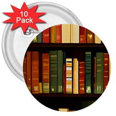 Books Bookshelves Library Fantasy Apothecary Book Nook Literature Study 3  Buttons (10 Pack)  by Grandong