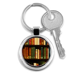 Books Bookshelves Library Fantasy Apothecary Book Nook Literature Study Key Chain (round) by Grandong