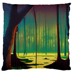 Nature Swamp Water Sunset Spooky Night Reflections Bayou Lake 16  Baby Flannel Cushion Case (two Sides) by Grandong