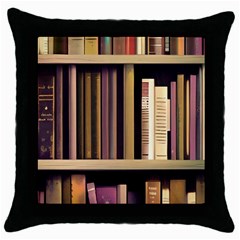 Books Bookshelves Office Fantasy Background Artwork Book Cover Apothecary Book Nook Literature Libra Throw Pillow Case (black) by Grandong