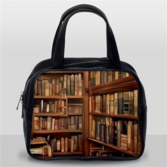 Room Interior Library Books Bookshelves Reading Literature Study Fiction Old Manor Book Nook Reading Classic Handbag (one Side) by Grandong