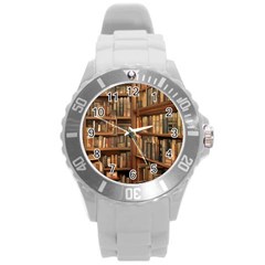 Room Interior Library Books Bookshelves Reading Literature Study Fiction Old Manor Book Nook Reading Round Plastic Sport Watch (l) by Grandong