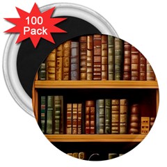 Room Interior Library Books Bookshelves Reading Literature Study Fiction Old Manor Book Nook Reading 3  Magnets (100 Pack) by Grandong