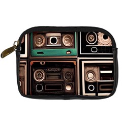 Retro Electronics Old Antiques Texture Wallpaper Vintage Cassette Tapes Retrospective Digital Camera Leather Case by Grandong