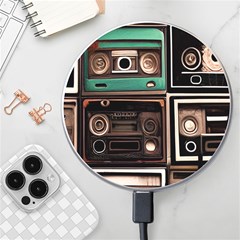 Retro Electronics Old Antiques Texture Wallpaper Vintage Cassette Tapes Retrospective Wireless Fast Charger(white) by Grandong