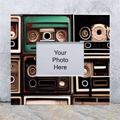 Retro Electronics Old Antiques Texture Wallpaper Vintage Cassette Tapes Retrospective White Wall Photo Frame 5  X 7  by Grandong