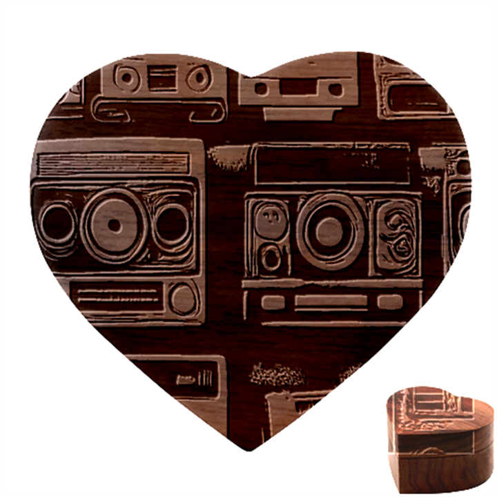 Retro Cameras Old Vintage Antique Technology Wallpaper Retrospective Heart Wood Jewelry Box