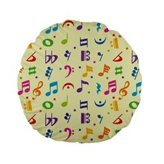 Seamless Pattern Musical Note Doodle Symbol Standard 15  Premium Flano Round Cushions by Apen