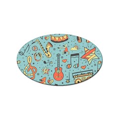 Seamless Pattern Musical Instruments Notes Headphones Player Sticker Oval (10 Pack) by Apen