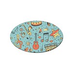 Seamless Pattern Musical Instruments Notes Headphones Player Sticker Oval (10 pack) Front