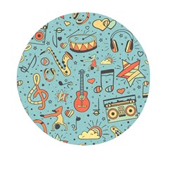 Seamless Pattern Musical Instruments Notes Headphones Player Mini Round Pill Box by Apen