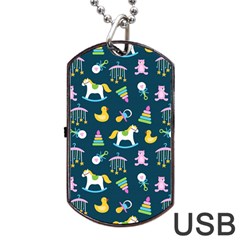 Cute Babies Toys Seamless Pattern Dog Tag Usb Flash (two Sides) by Apen