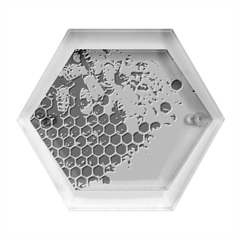 Honeycomb With Bees Hexagon Wood Jewelry Box by Apen