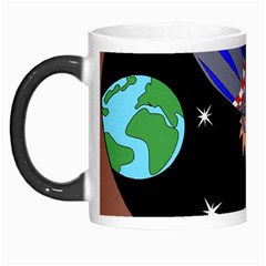 Girl Bed Space Planets Spaceship Rocket Astronaut Galaxy Universe Cosmos Woman Dream Imagination Bed Morph Mug by Maspions