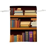 Book Nook Books Bookshelves Comfortable Cozy Literature Library Study Reading Room Fiction Entertain Lightweight Drawstring Pouch (XL) Front