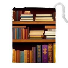 Book Nook Books Bookshelves Comfortable Cozy Literature Library Study Reading Room Fiction Entertain Drawstring Pouch (5xl) by Maspions