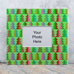 Trees Pattern Retro Pink Red Yellow Holidays Advent Christmas White Wall Photo Frame 5  X 7  by Maspions