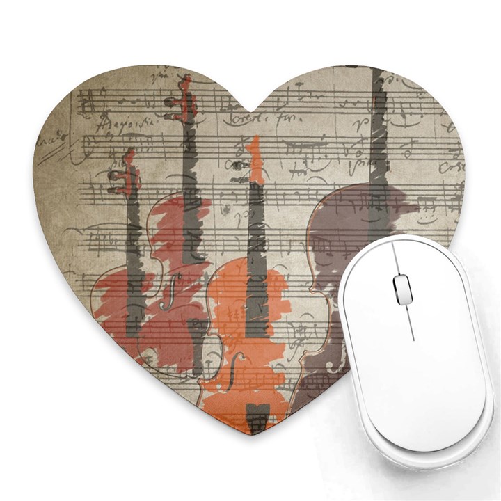 Music Notes Score Song Melody Classic Classical Vintage Violin Viola Cello Bass Heart Mousepad