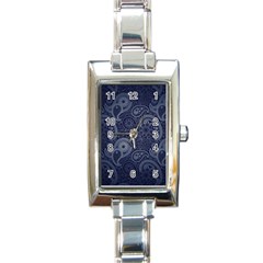 Blue Paisley Texture, Blue Paisley Ornament Rectangle Italian Charm Watch by nateshop