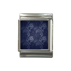 Blue Paisley Texture, Blue Paisley Ornament Italian Charm (13mm) by nateshop