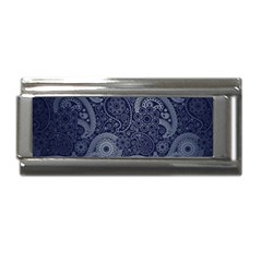 Blue Paisley Texture, Blue Paisley Ornament Superlink Italian Charm (9mm) by nateshop