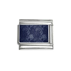 Blue Paisley Texture, Blue Paisley Ornament Italian Charm (9mm) by nateshop