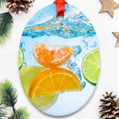 Fruits, Fruit, Lemon, Lime, Mandarin, Water, Orange Oval Ornament (two Sides) by nateshop