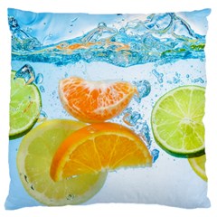 Fruits, Fruit, Lemon, Lime, Mandarin, Water, Orange Large Cushion Case (one Side) by nateshop