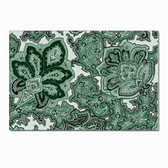 Green Ornament Texture, Green Flowers Retro Background Postcards 5  X 7  (pkg Of 10) by nateshop