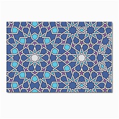 Islamic Ornament Texture, Texture With Stars, Blue Ornament Texture Postcards 5  X 7  (pkg Of 10) by nateshop