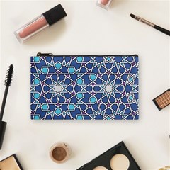 Islamic Ornament Texture, Texture With Stars, Blue Ornament Texture Cosmetic Bag (small) by nateshop