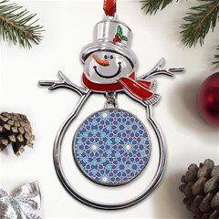 Islamic Ornament Texture, Texture With Stars, Blue Ornament Texture Metal Snowman Ornament by nateshop