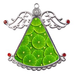 Lime Textures Macro, Tropical Fruits, Citrus Fruits, Green Lemon Texture Metal Angel With Crystal Ornament by nateshop