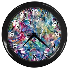 Abstract Confluence Wall Clock (black) by kaleidomarblingart